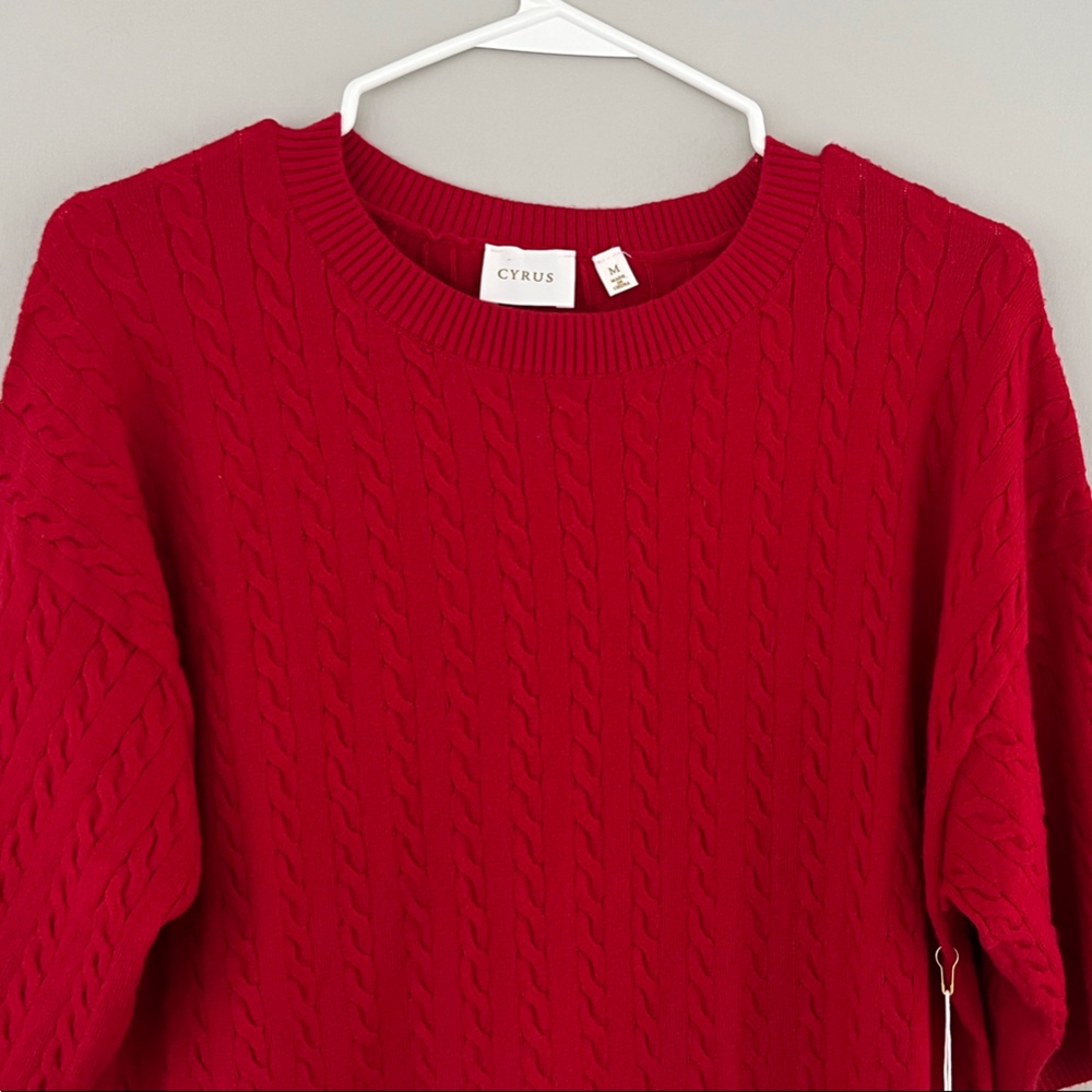 Cyrus Red Cable Knit Sweater
